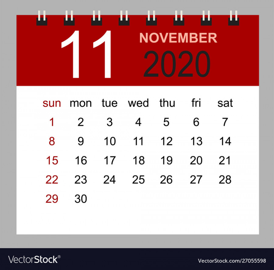 Simple desk calendar for november  Royalty Free Vector