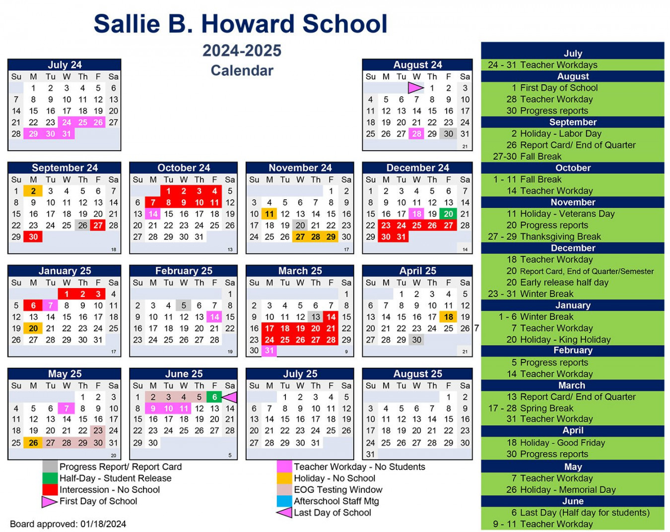 Calendar - Sallie B Howard School  Public Charter School  Wilson, NC