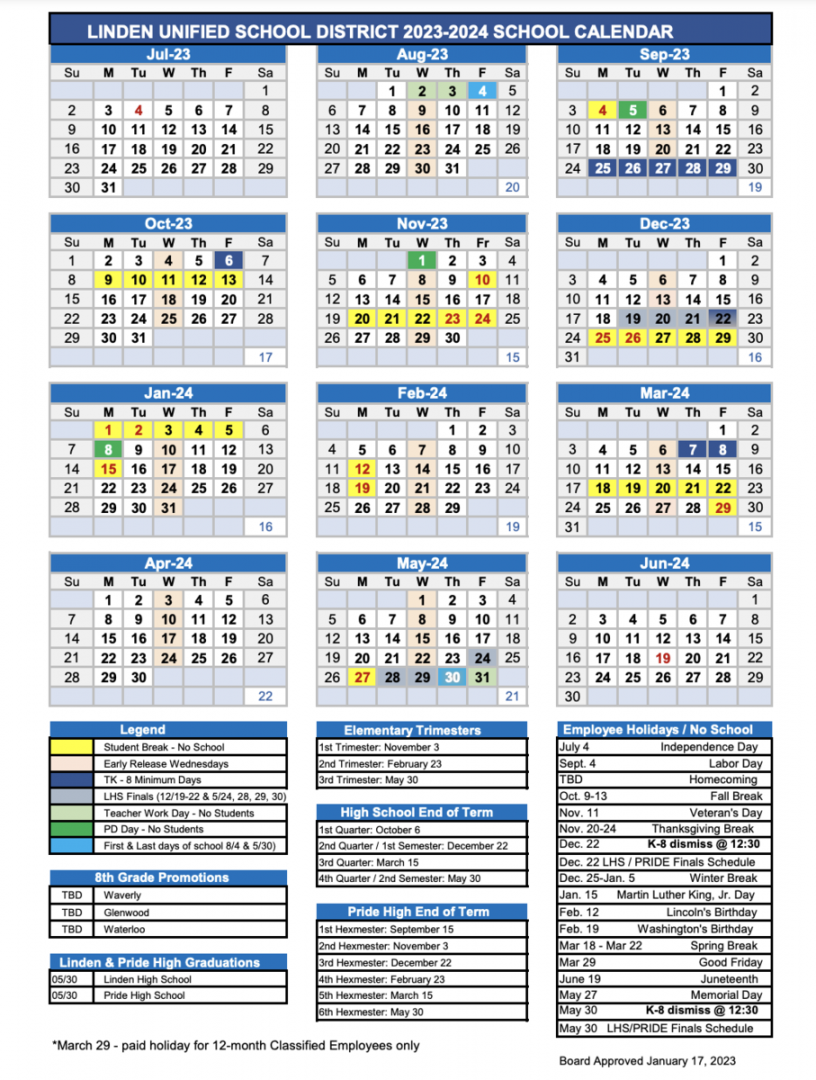 Instructional Calendar - – Parents and Students – Waterloo