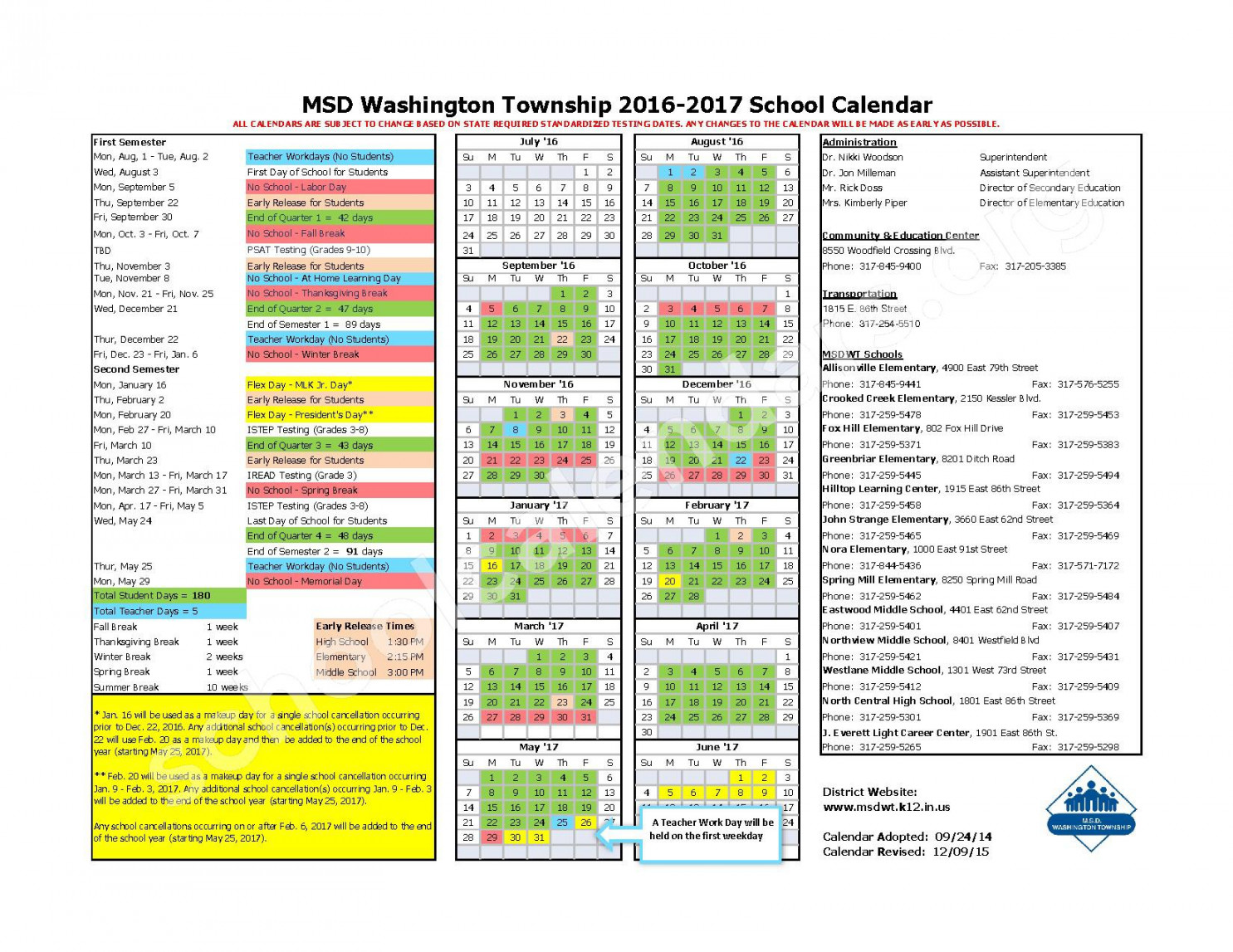 Msd of wayne township school calendar - tataarch