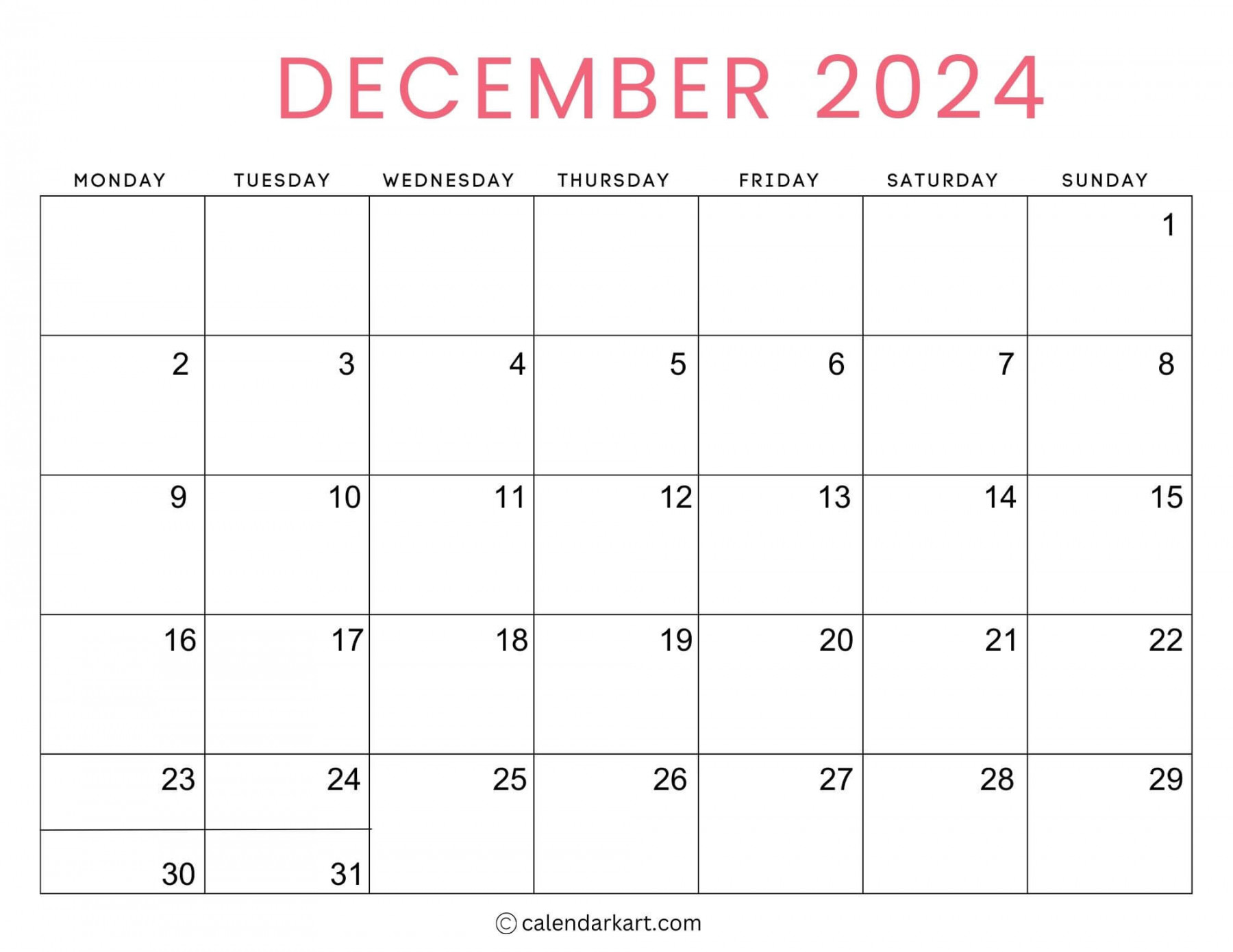 printable december  calendars  free pdf - CalendarKart