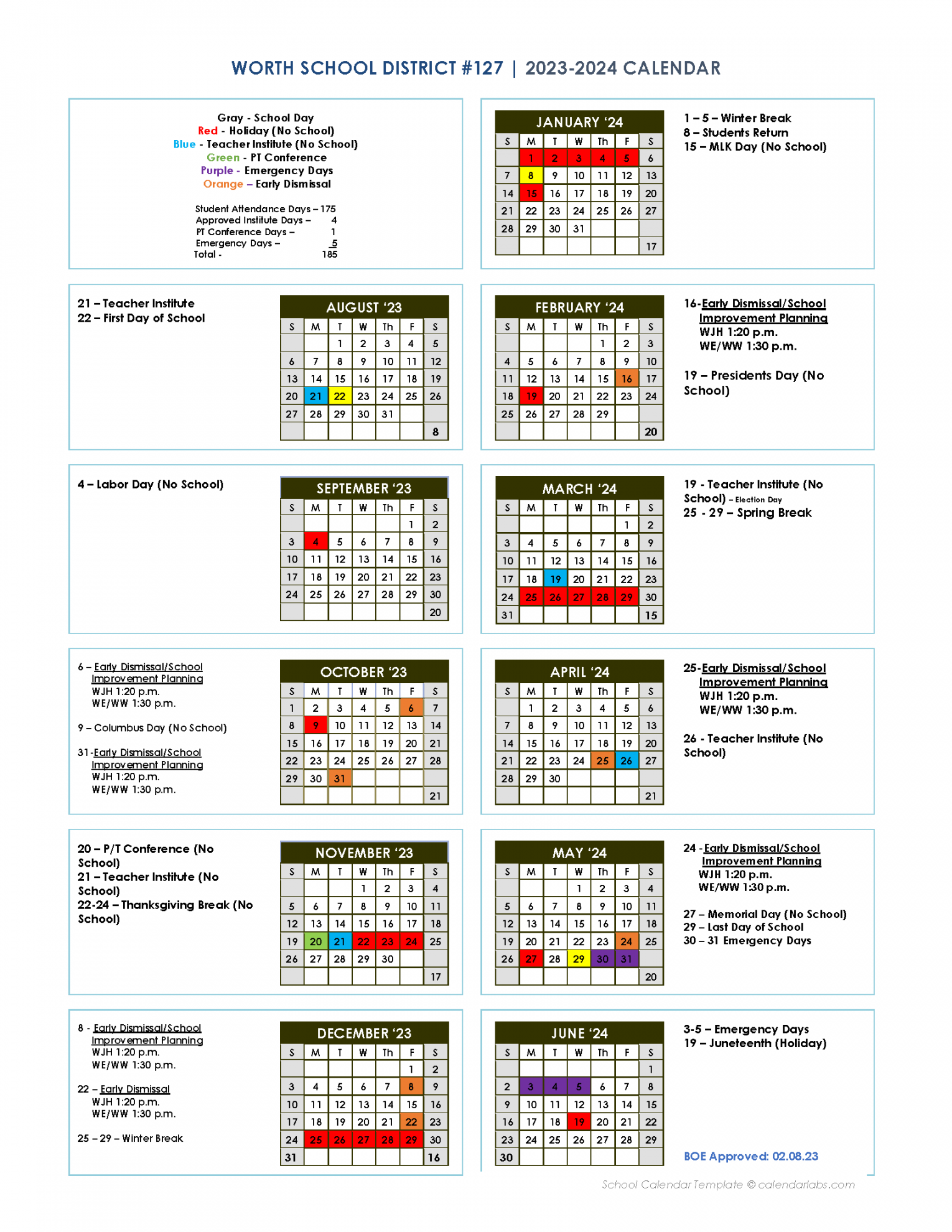 School Calendar – Welcome to Worth School District