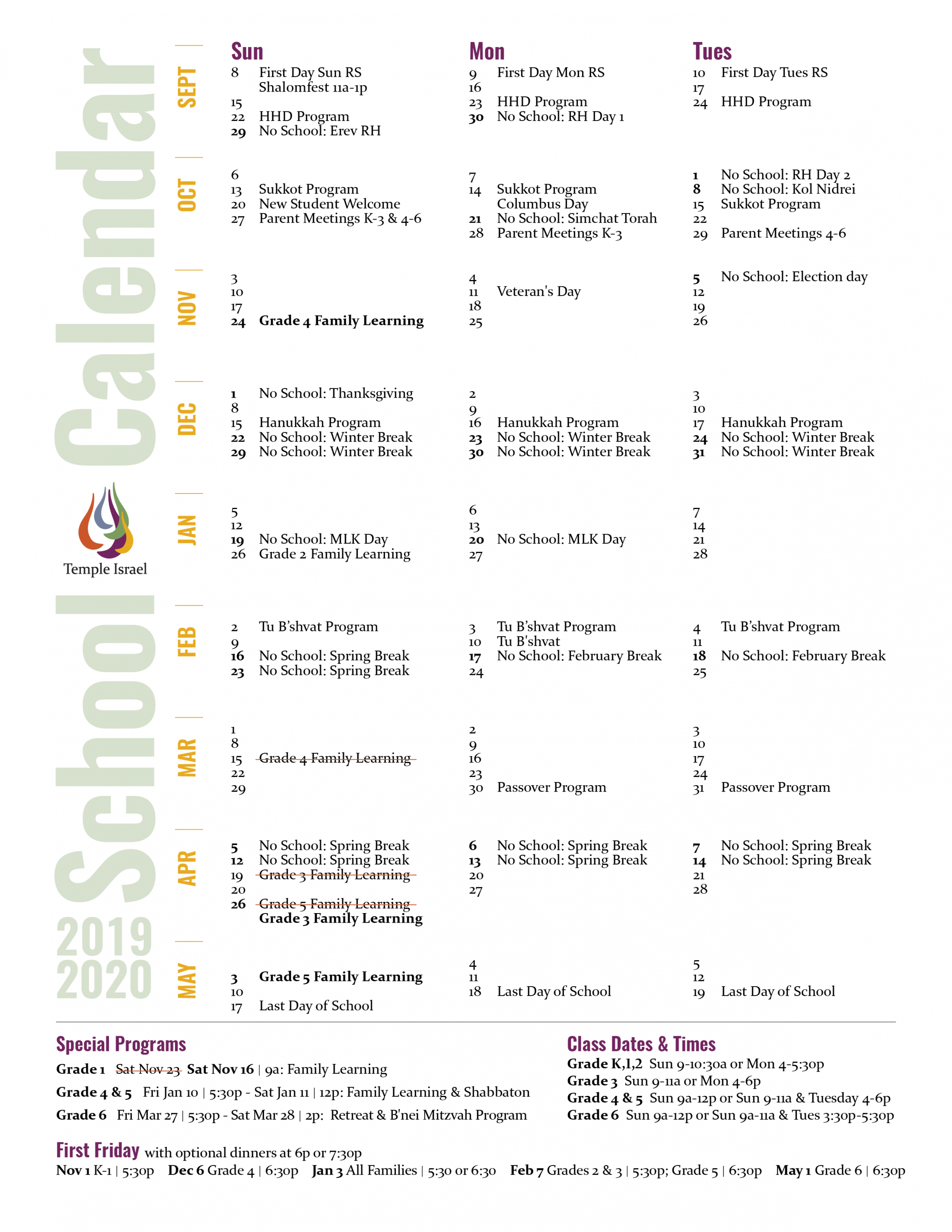 School Calendar -