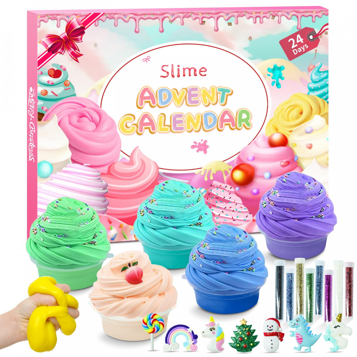 Slime Advent Calendar  for Children Boys Girls DIY Fluffy Crystal Slime  Children Christmas Advent Calendar  Days Countdown Advent Calendar,