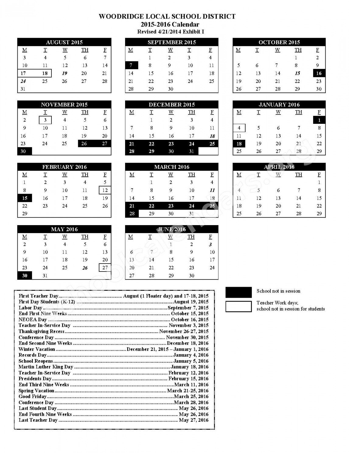 Woodbridge township school district calendar - mevakin