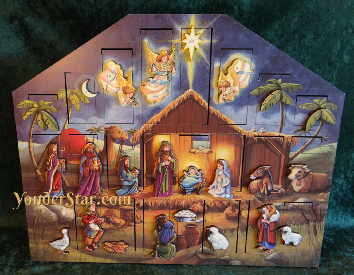 Wooden Nativity Advent Calendar - Yonder Star Christmas Shop, LLC