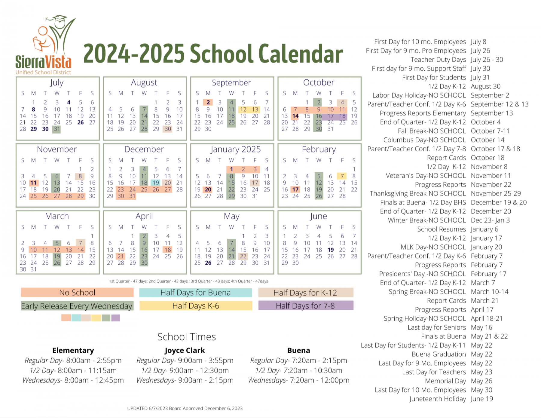 Calendar & Schedule  Joyce Clark Middle School