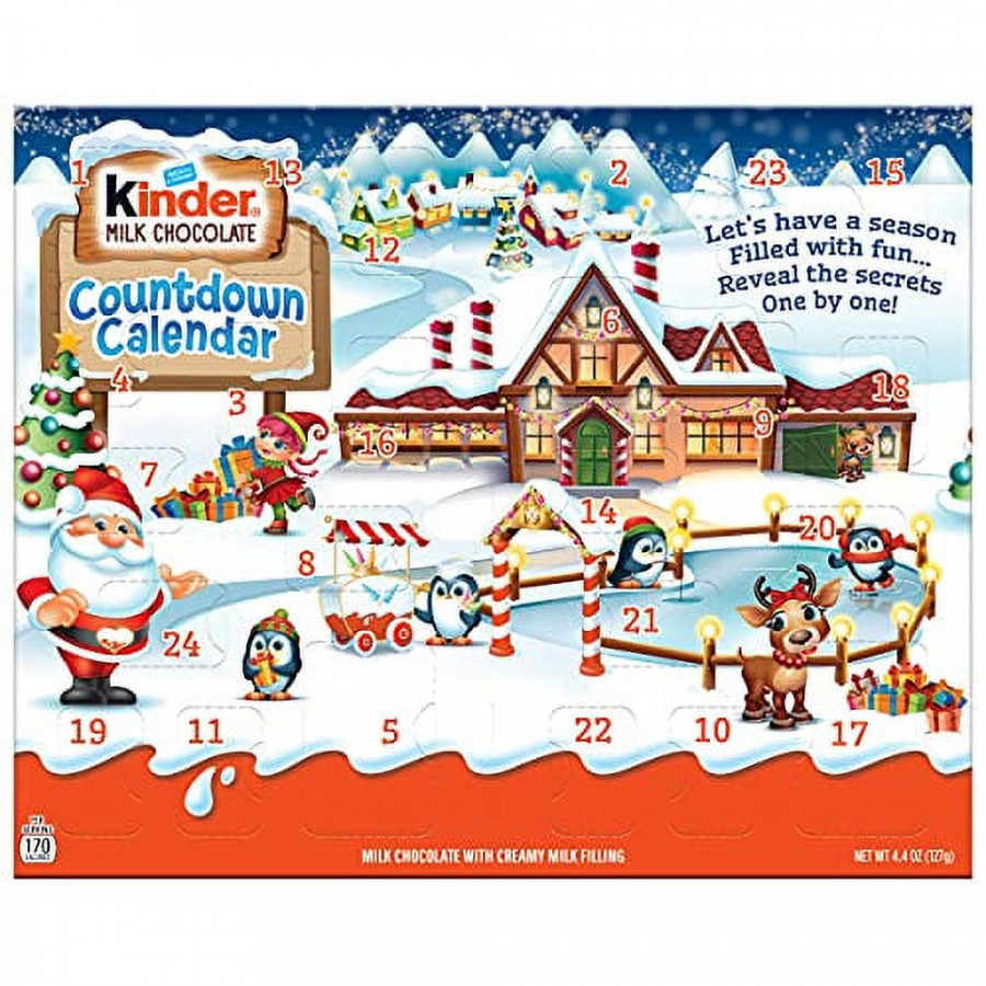 Kinder Joy Christmas Advent Calendar, Chocolate Candy Treats Inside,  Perfect Holiday Gift for Kids, White,  Count, Pack of