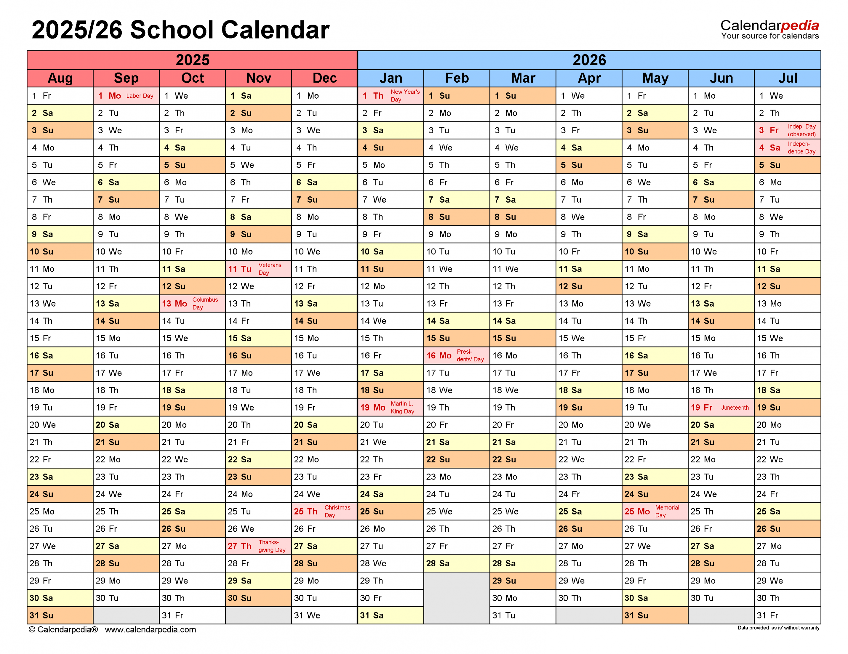 School Calendars / - Free Printable PDF templates