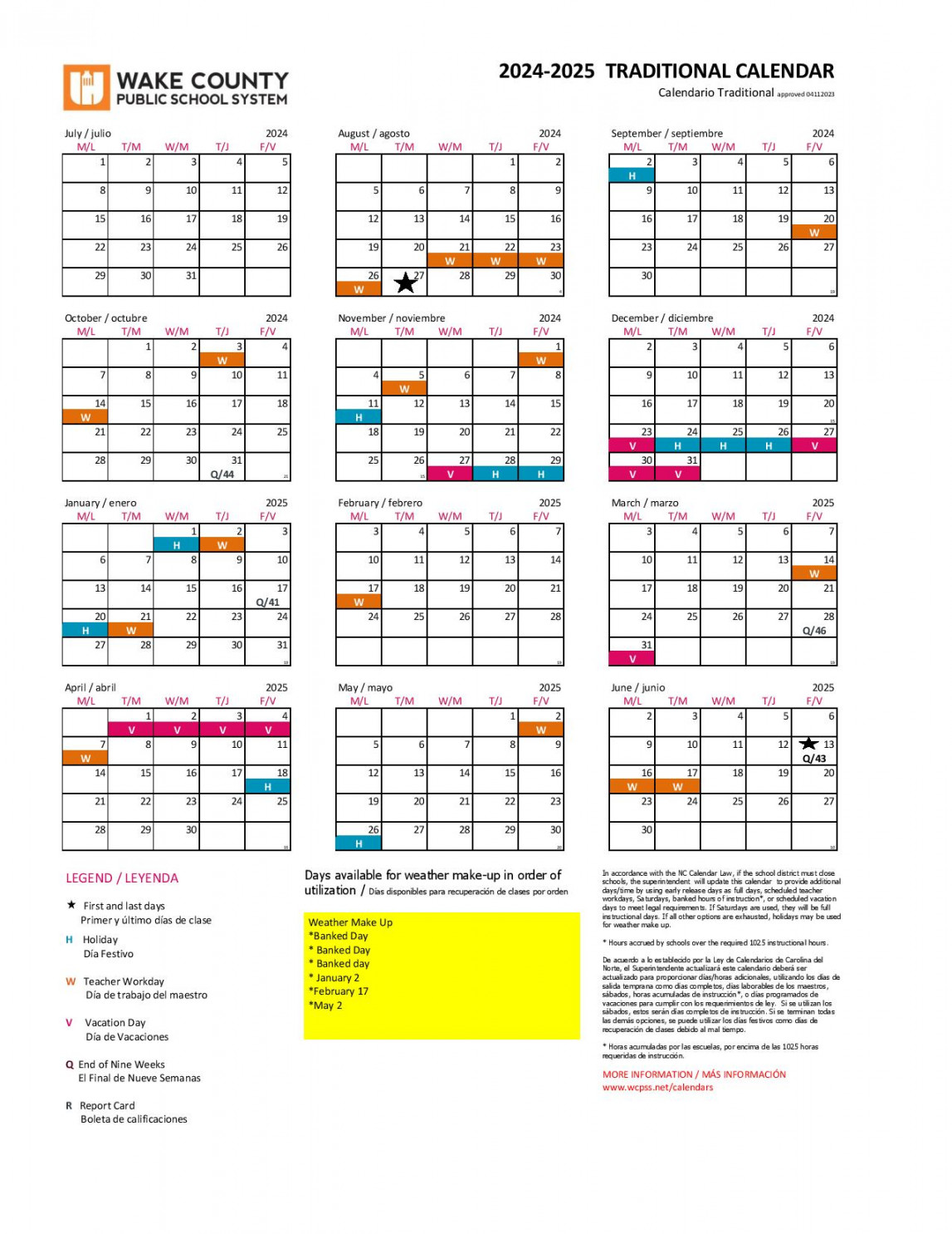 Wake County Public Schools Calendar -