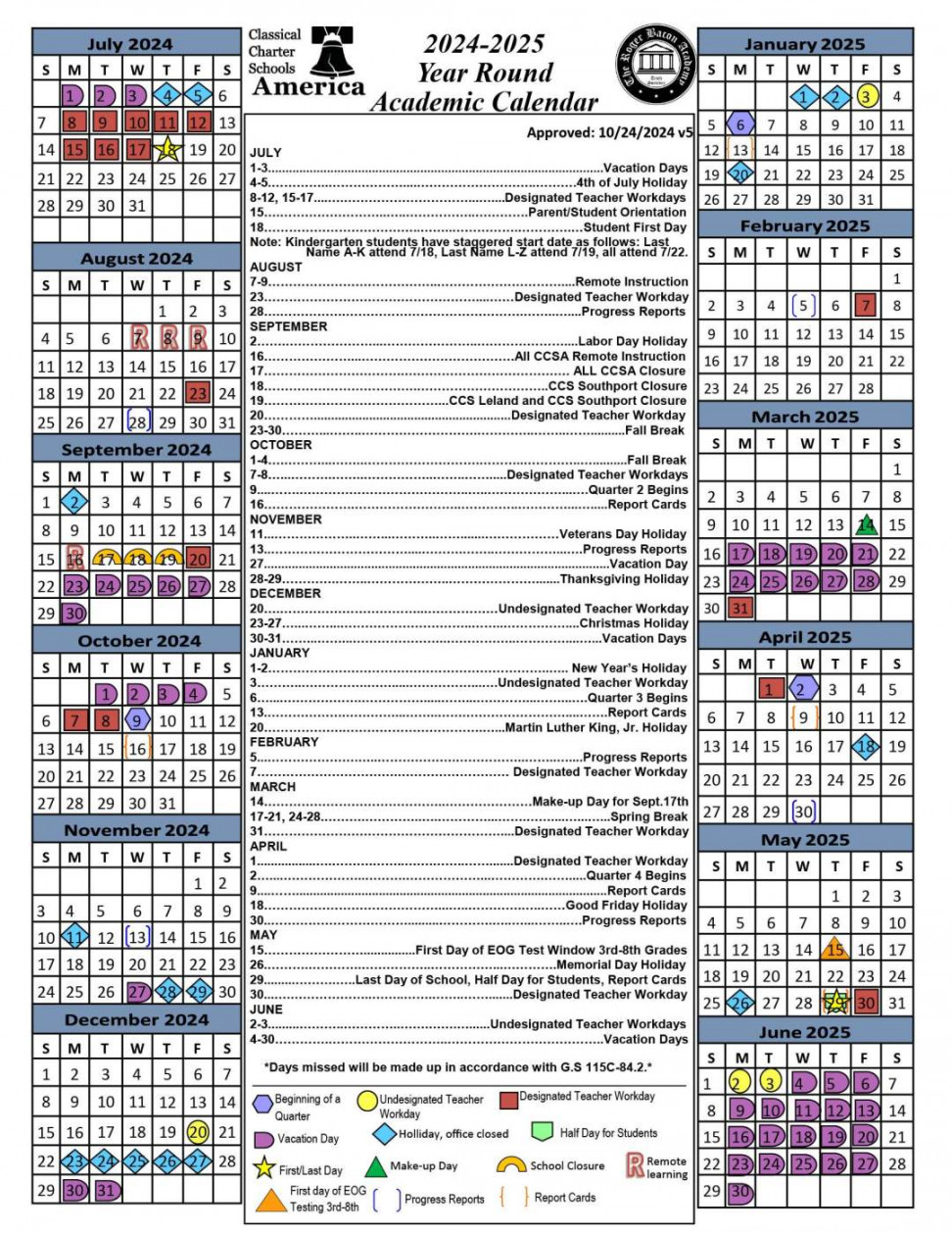 Calendar  Classical Charter Schools of America