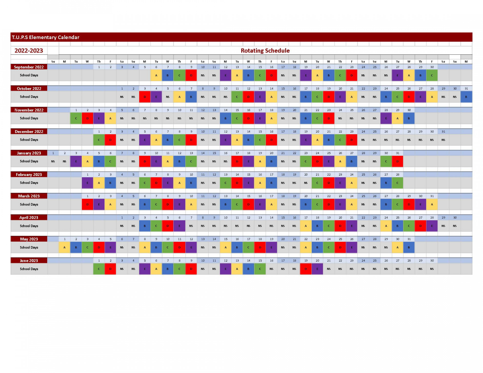 Rotating Schedule - Calendar - Connecticut Farms