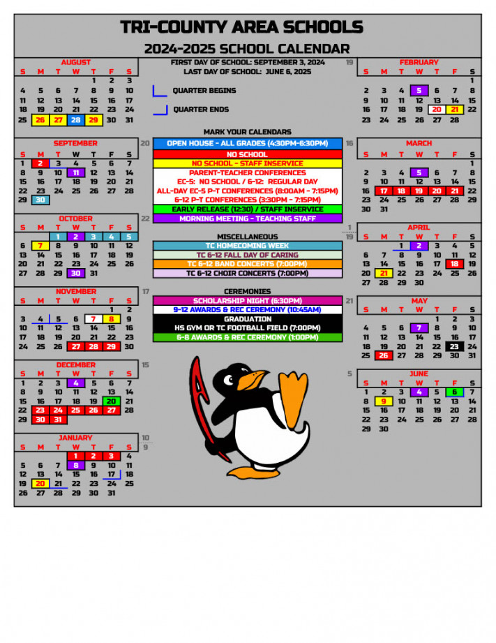 School Calendar  Tri-County Area School District