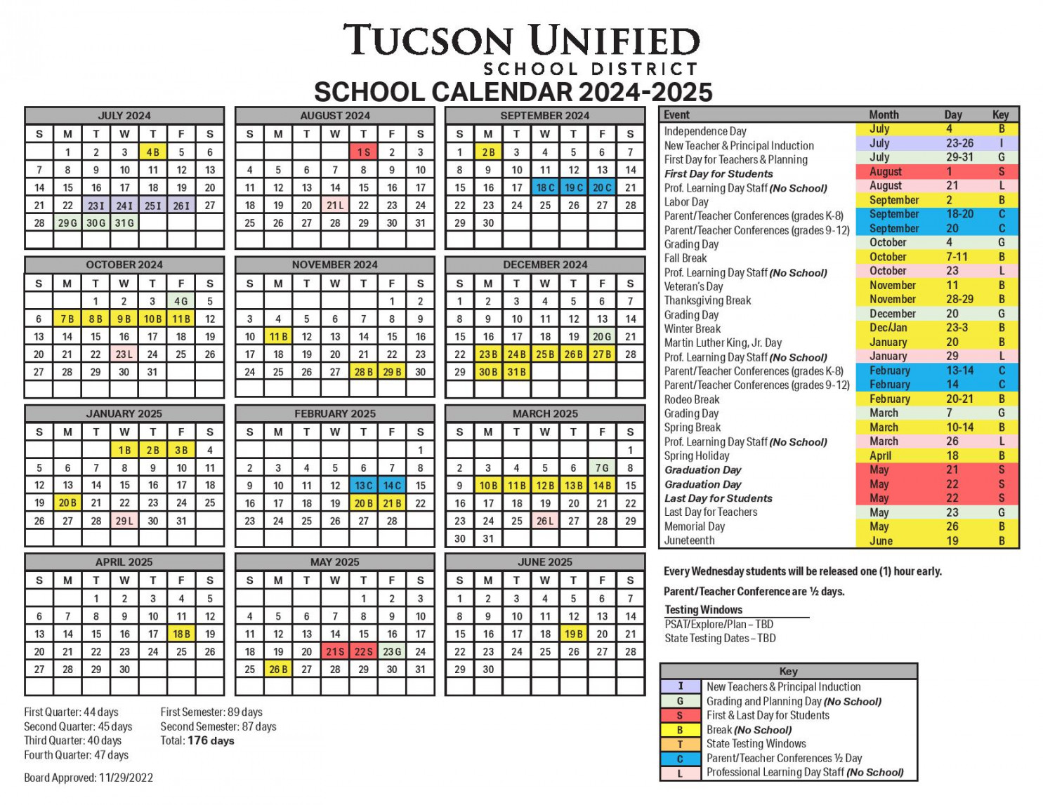 Tucson Unified School District Calendar -