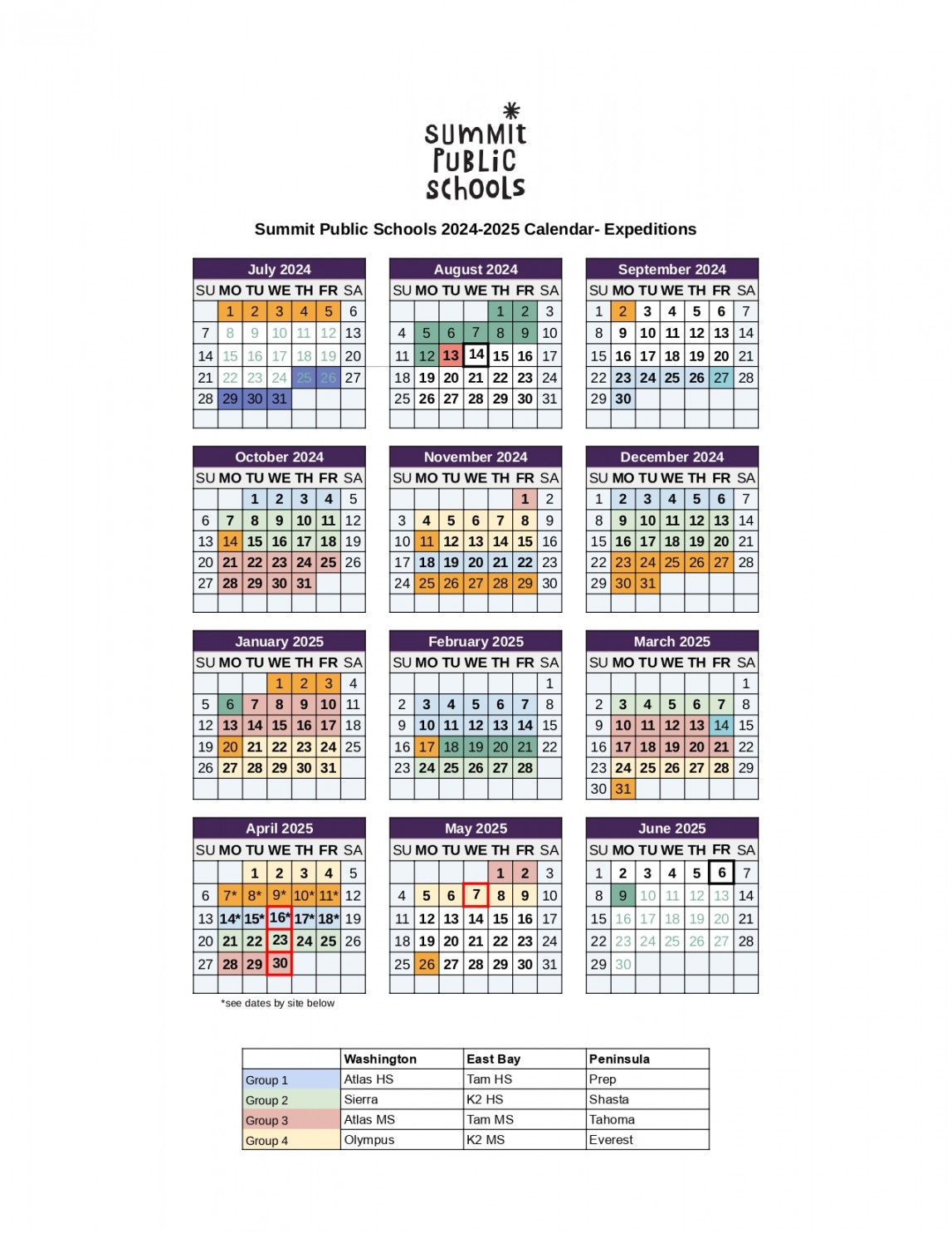 Summit Public Schools Calendar - [County Schools]