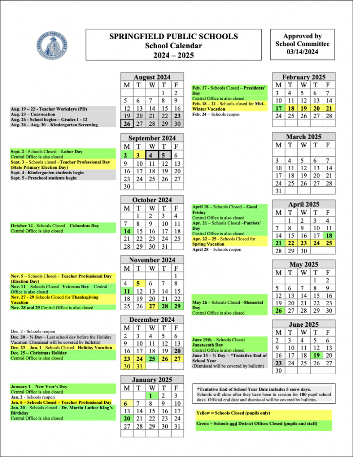 Calendar - Springfield Public Schools