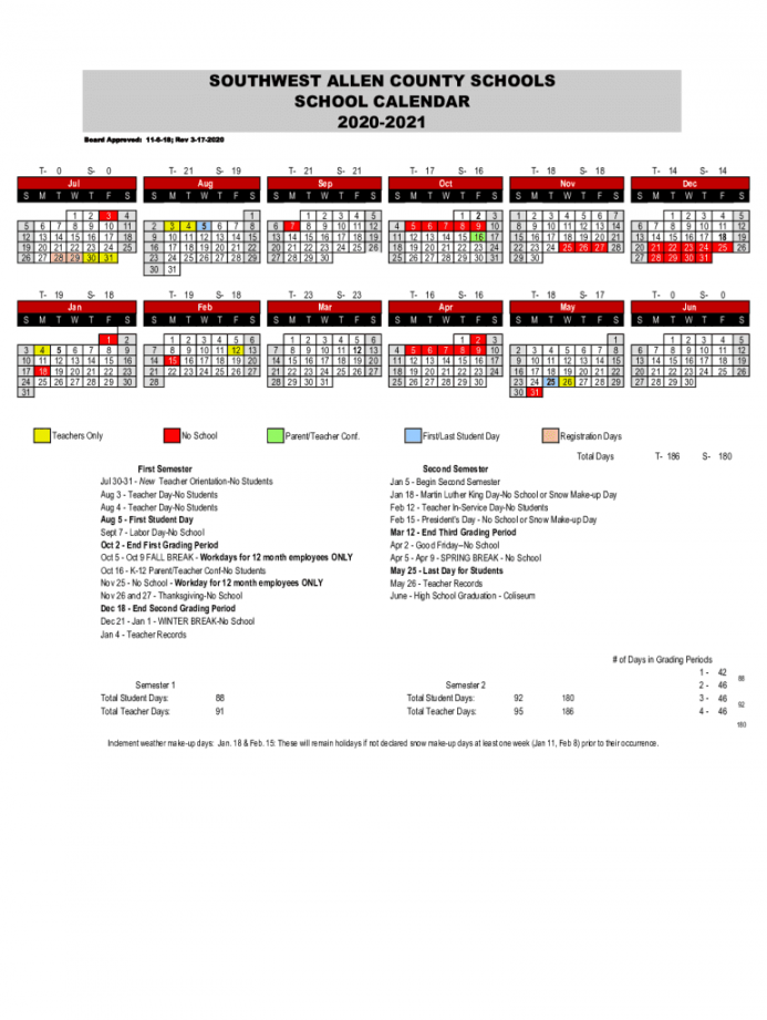 Southwest Allen County Schools Calendar - Fill Online, Printable