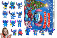 Stitch christmas advent calendar kids, days xmas countdown calendar with pcs stitch mini figure christmas tree decorations, christmas gifts